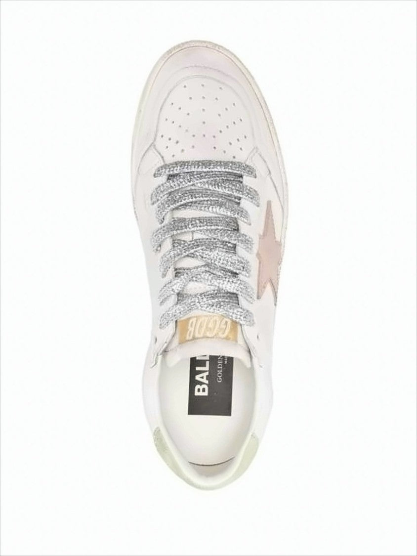 Golden Goose Low-Top Sneakers With Distressed Leather And Glitter Laces