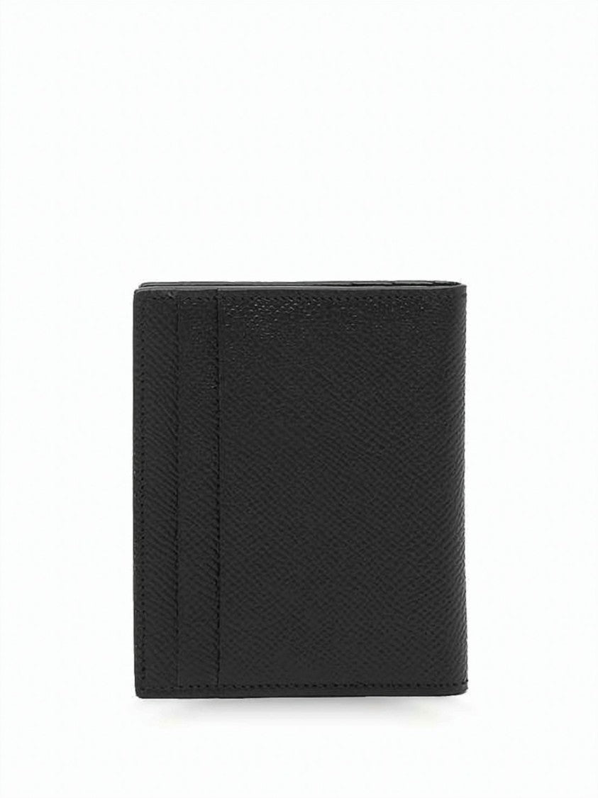 Salvatore Ferragamo Textured Leather Bifold Card Wallet With Metallic Logo