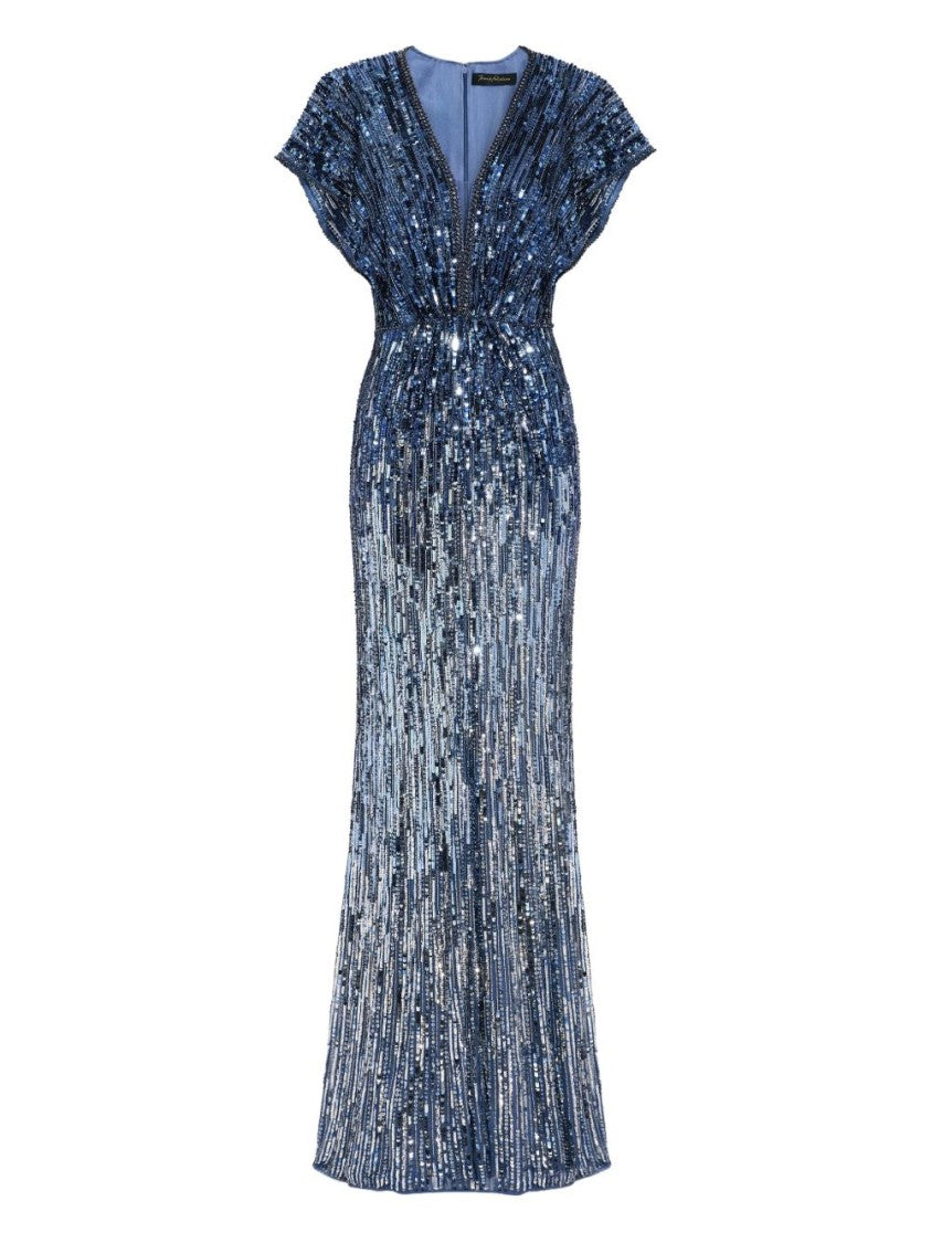 Jenny Packham Floor-Length Column Dress With V-Neck