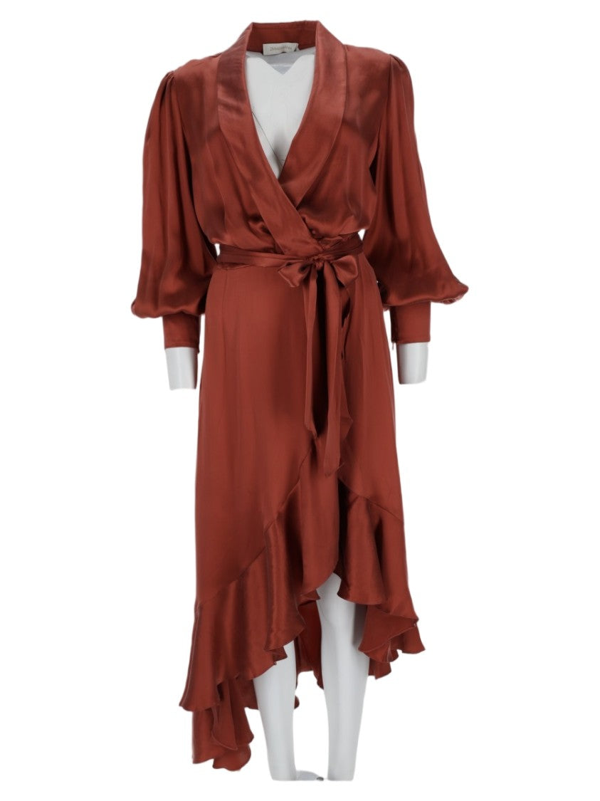 Zimmermann Midi Dress With Asymmetrical Hem And Wrap Design