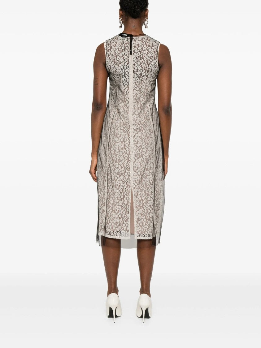 Fendi Lace Midi Double-Layer Tulle Effect Dress