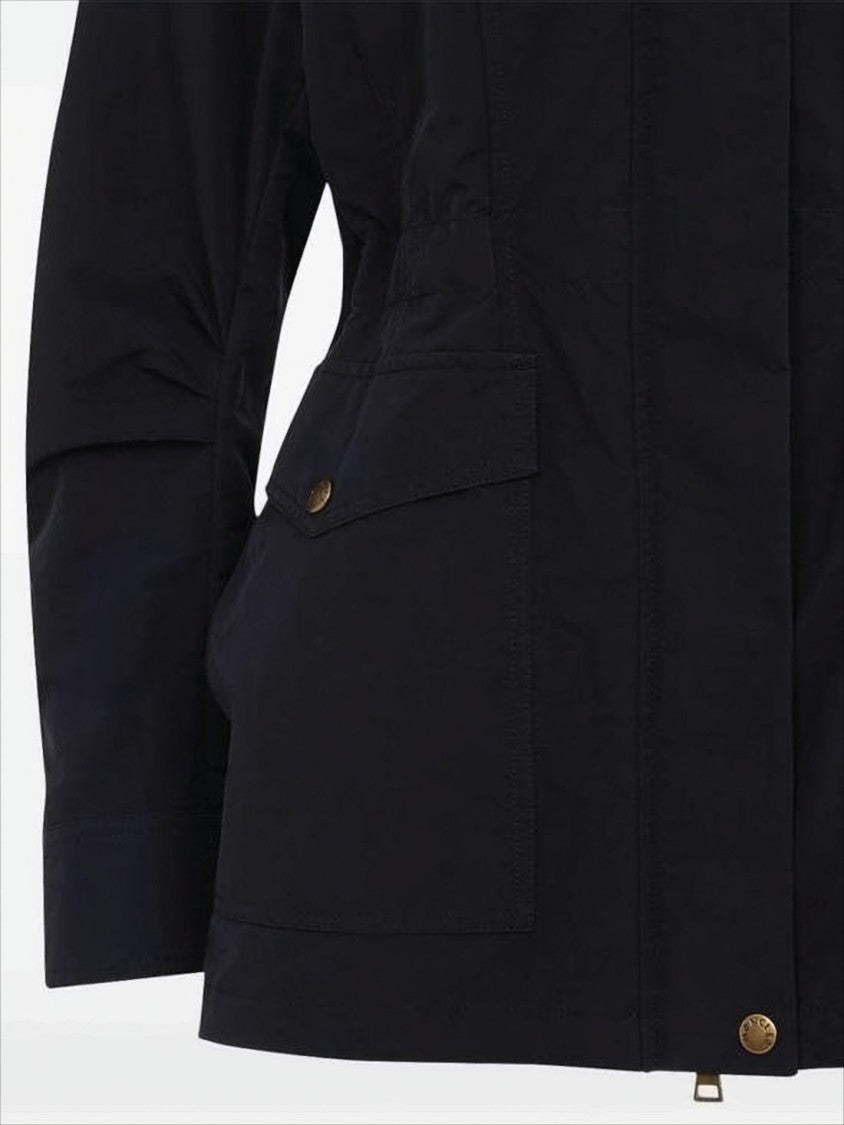 Moncler Tailored Black Jacket With High Collar And Flap Pockets