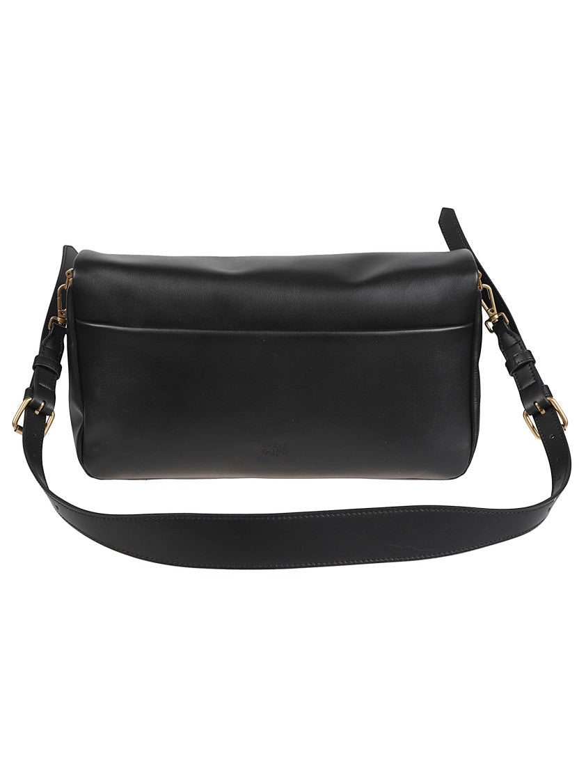 Pinko Click Soft Baguette Black Leather Shoulder Bag