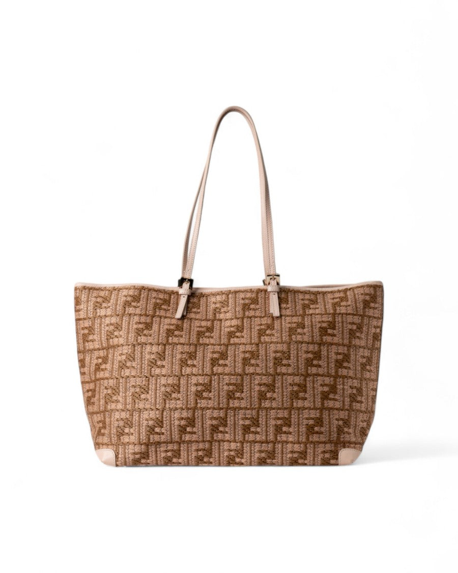 Fendi Roll Bag Large Pink Raffia