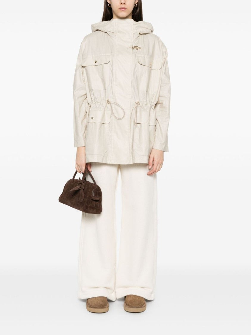 Fay Versatile White Parka With Customizable Silhouette