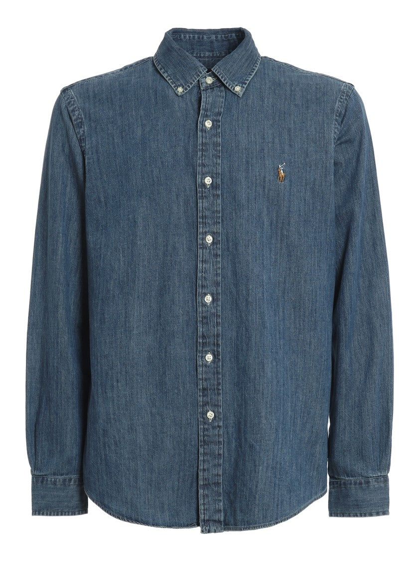 Polo Ralph Lauren Cotton Denim Sport Shirt With Mother-Of-Pearl Buttons