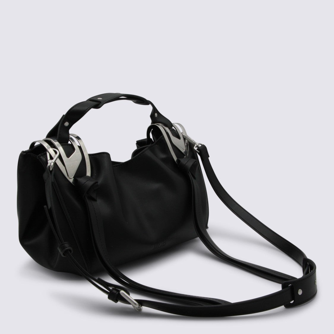 Diesel Sleek Black Handbag With Angular Silver Hardware