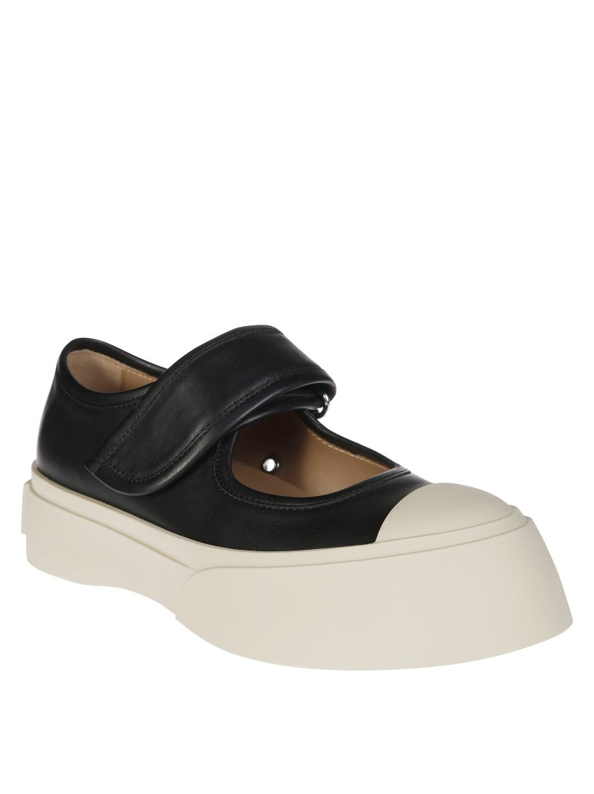 Marni Black Leather Sneakers With Platform Sole