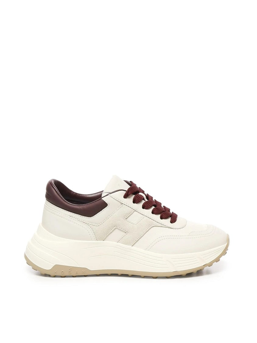 Hogan Contemporary Ivory And Burgundy Sneakers