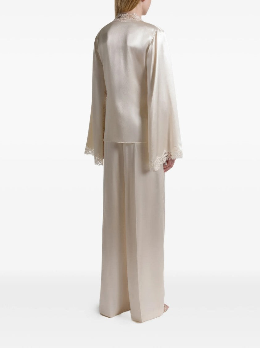 Alberta Ferretti Neutral Pantalone High-Waisted Wide-Leg Viscose Pants