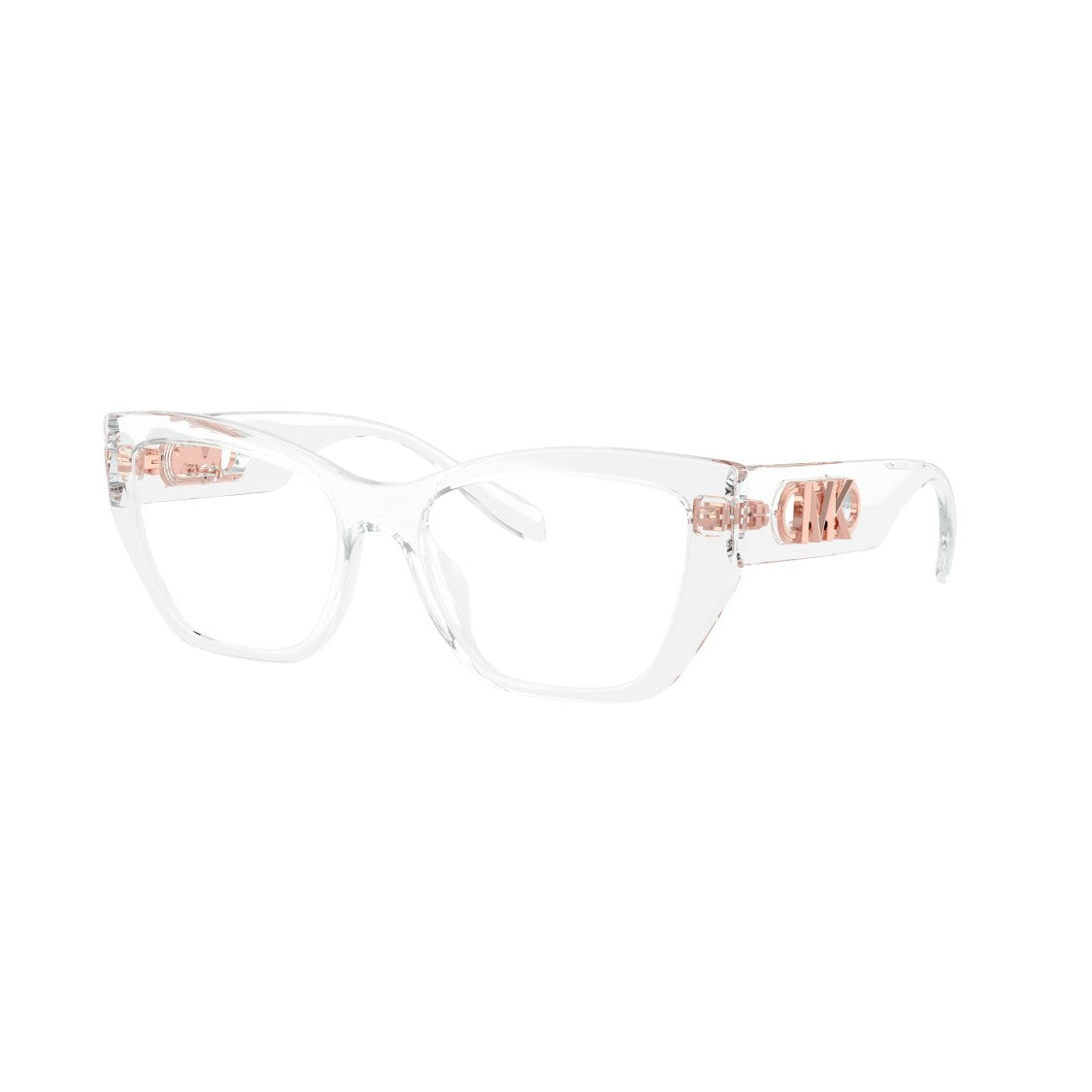 Michael Kors 0Mk4149u Transparent Cat-Eye Eyeglasses With Rose Gold Accents