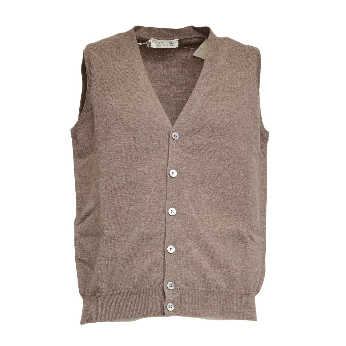 Filippo De Laurentiis Buttoned Grey Wool-Cashmere Gilet With Ribbed Detailing