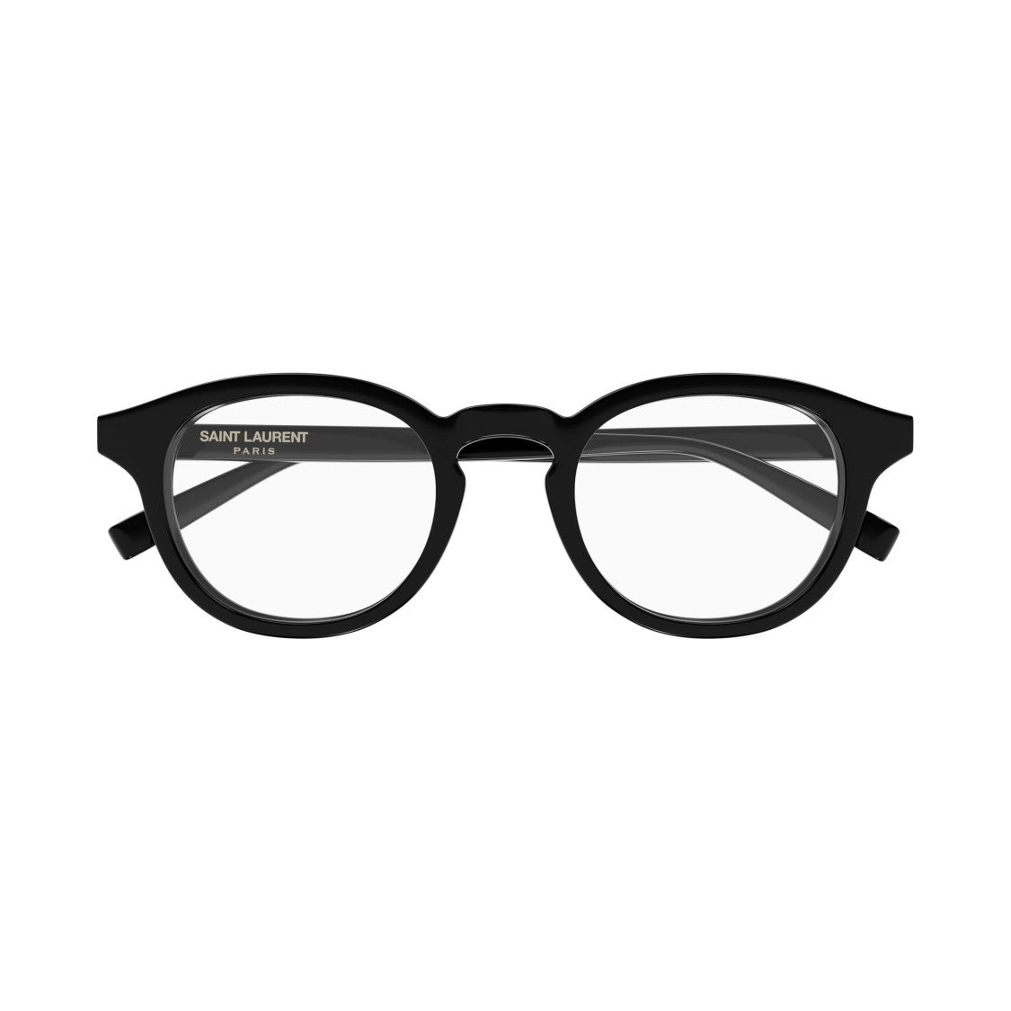 Saint Laurent Classic Round Frame Eyeglasses With Glossy Black Finish