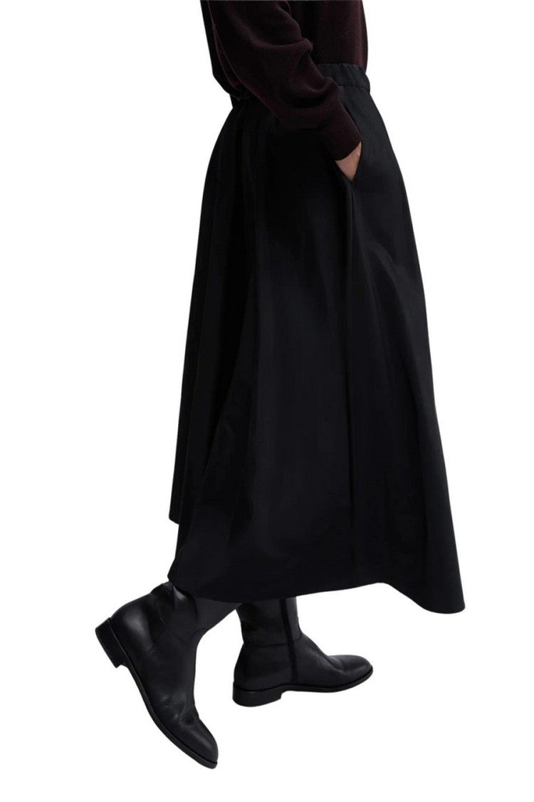 Aspesi Black Mia Elasticated Waist Polyester Midi Skirt