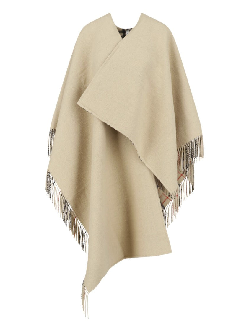 Burberry Beige Check Wool Cape