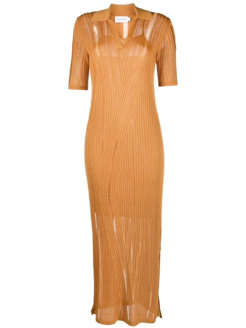 Calvin Klein Textured Stitch Dress With Polo Collar