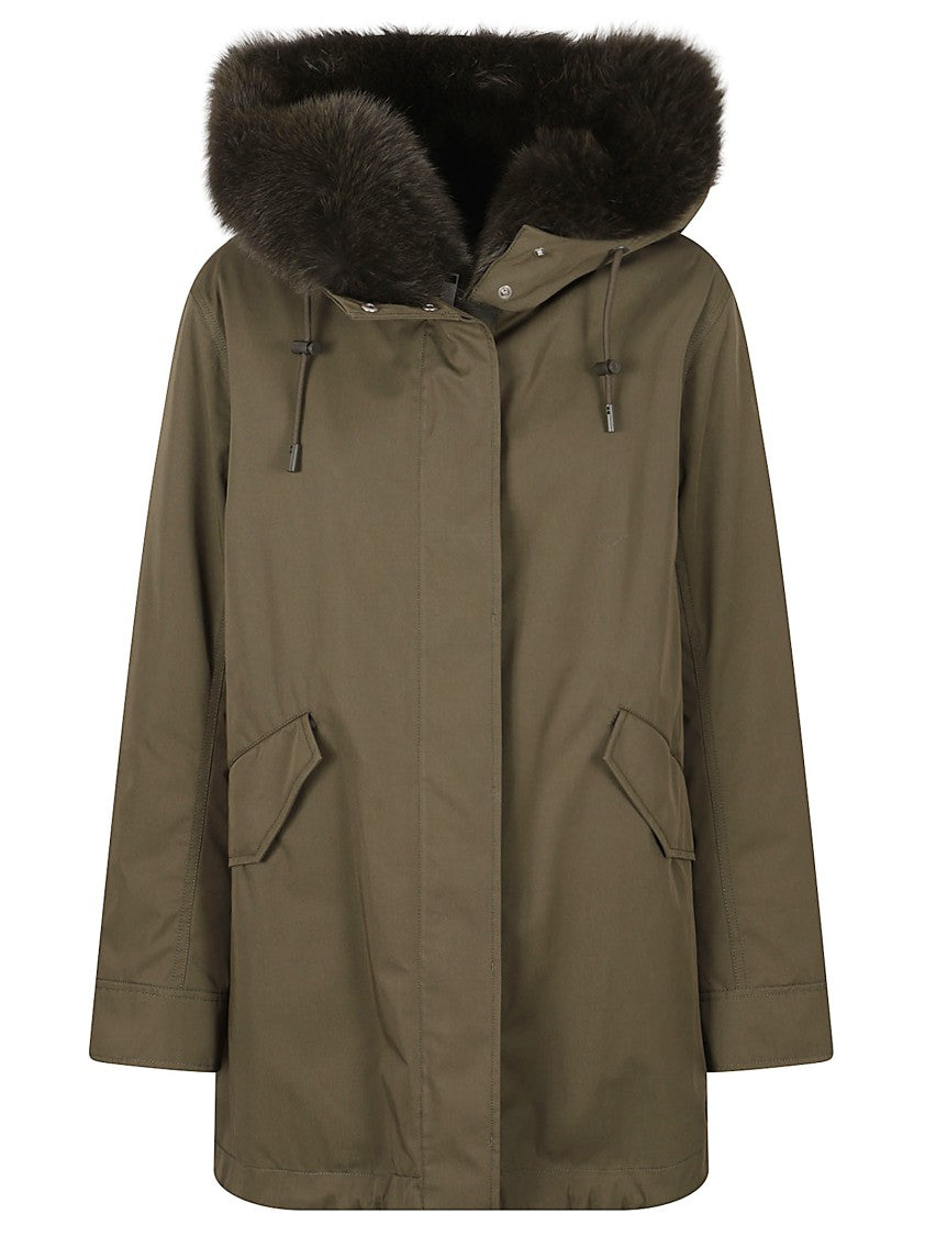 Yves Salomon Structured Parka With Plush Rabbit Fur Trim And Fishtail Design