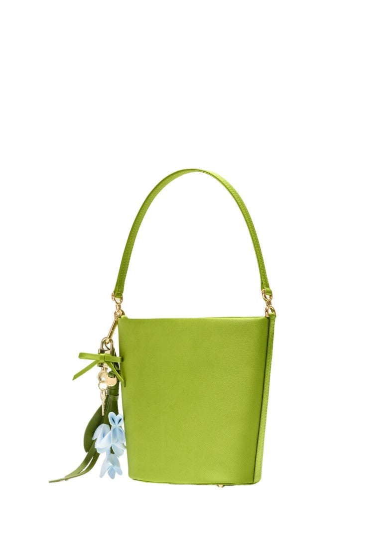 Self-Portrait Satin-Finish Bucket Bag With Magnetic Closure And Removable Charm