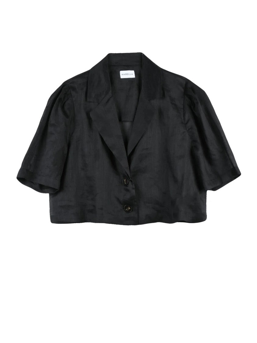 Marella Black Cropped Puffed Shirt