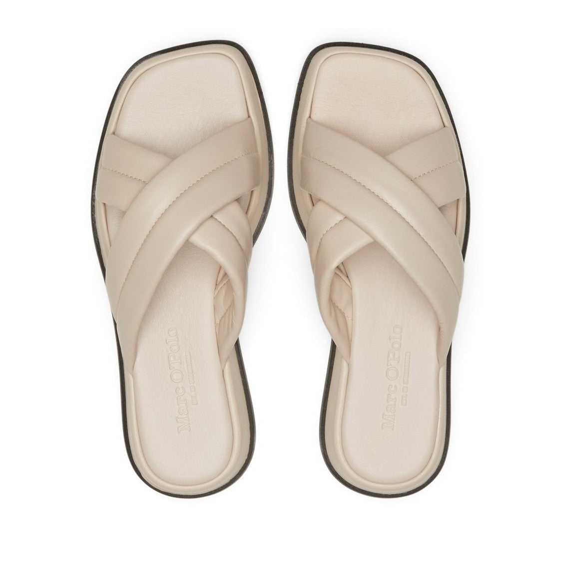 Marc O'polo Beige Clara Padded Crisscross Strap Leather Sandals