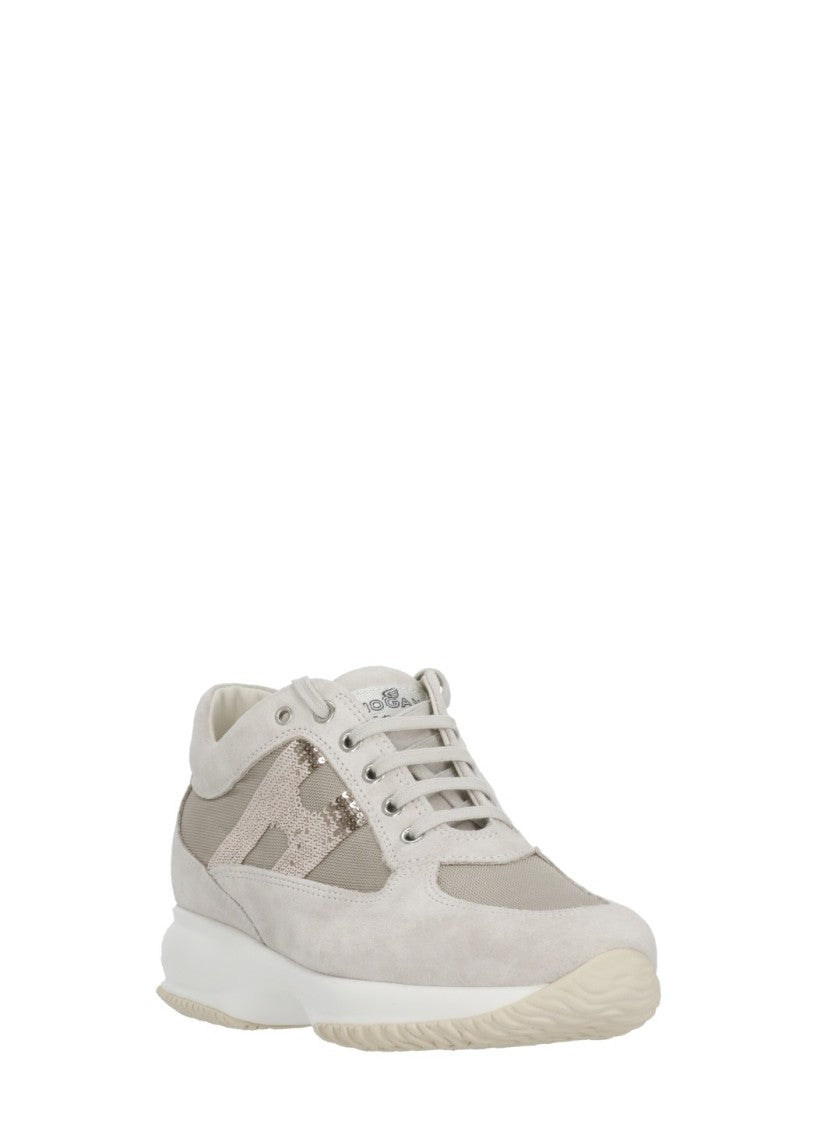 Hogan Beige Interactive H Sequin Sneakers