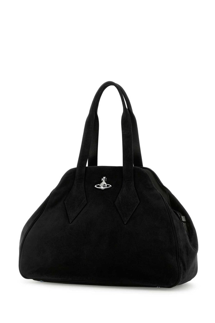Vivienne Westwood Black Suede Large Yasmine Shoulder Bag