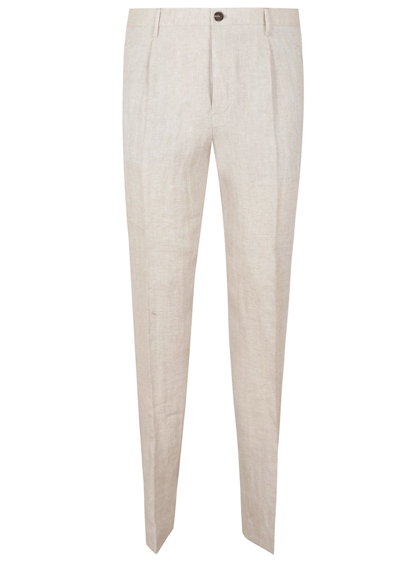 Incotex Tailored Sand Linen Trousers