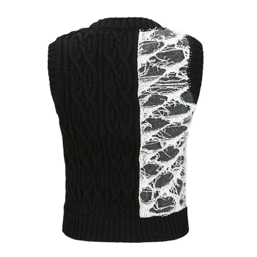 Andersson Bell Sleeveless Cable Knit Vest With Contrasting Panel