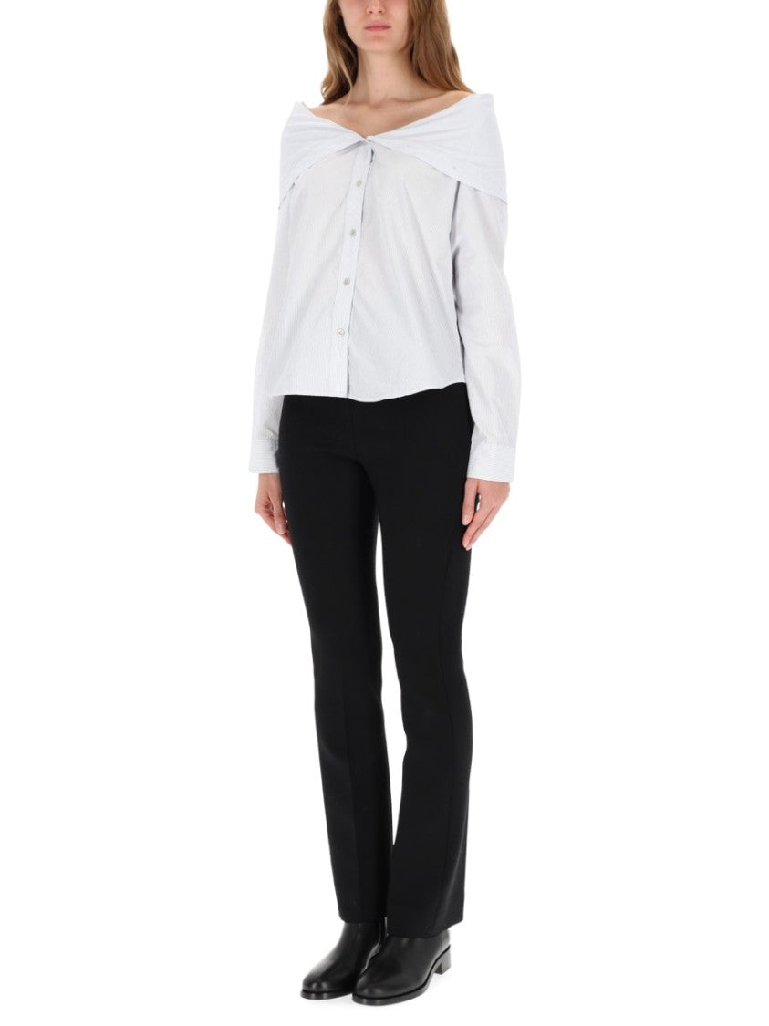 Our Legacy Off-Shoulder White Cotton Shirt With Wide Collar