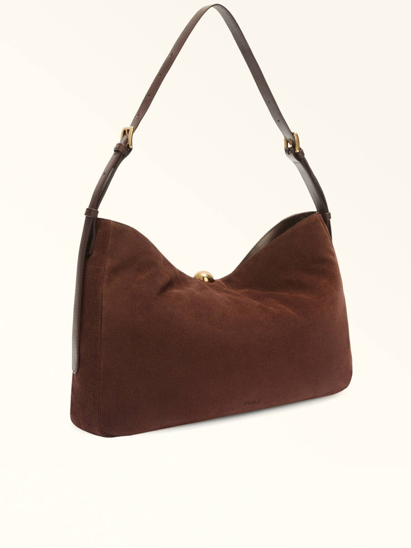 Furla Medium Chocolate Brown Suede Handbag