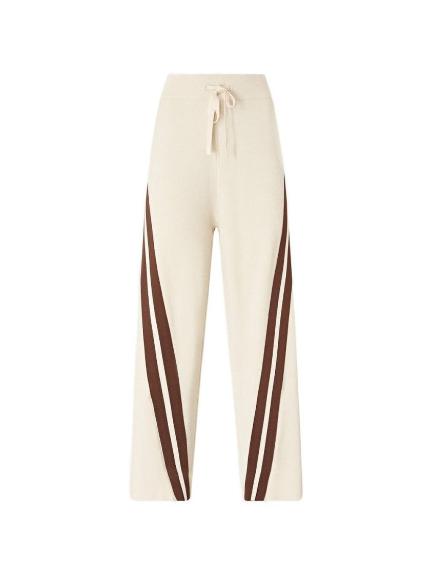 Pinko Wide-Leg Cropped Trousers With Diagonal Stripe Accents