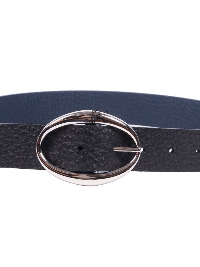 Claudio Orciani Calf Leather Belt With Polished Oval Buckle