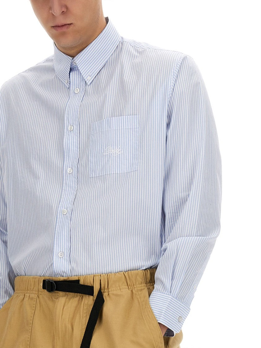 Drôle De Monsieur Button-Down Striped Shirt With Chest Pocket