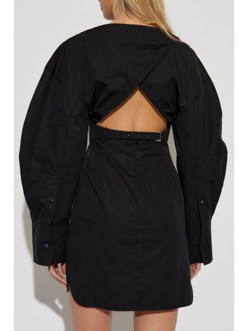 Jacquemus Structured Black Cotton Poplin Casaco Dress