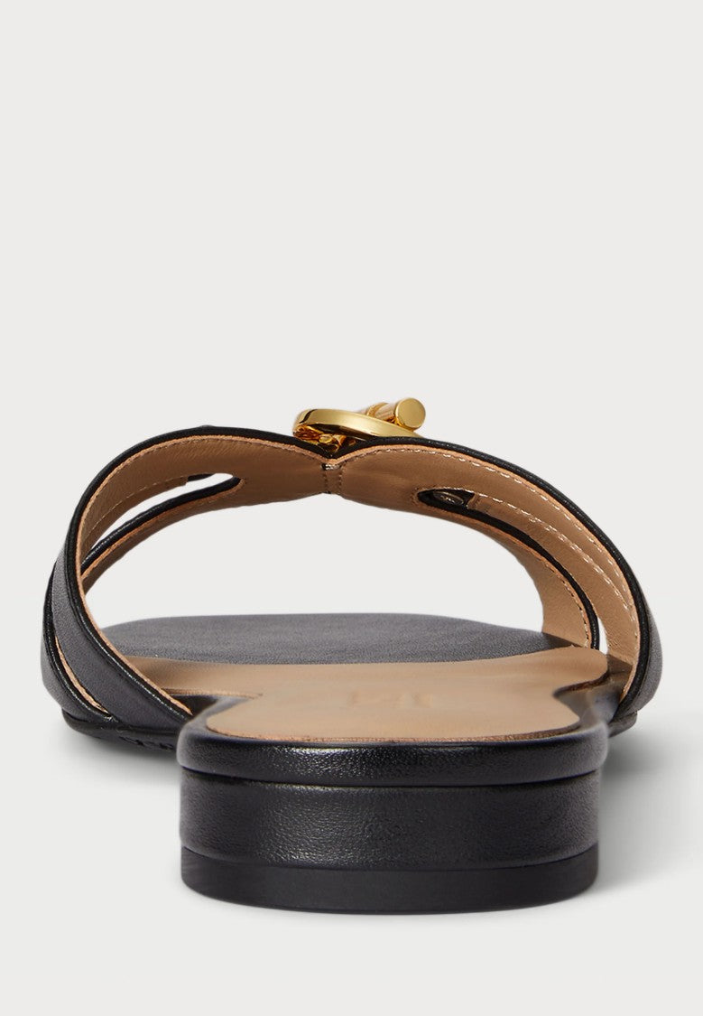 Lauren Ralph Lauren Black Blaike Slide Leather Sandals