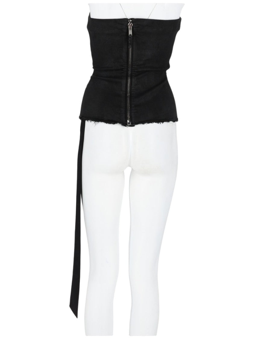 Drkshdw By Rick Owens Splintered Bustier Asymmetrical Cotton-Blend Bustier