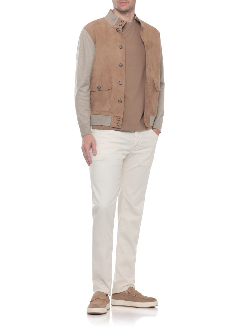 The Jack Leathers Beige Riverside Suede Leather Jacket