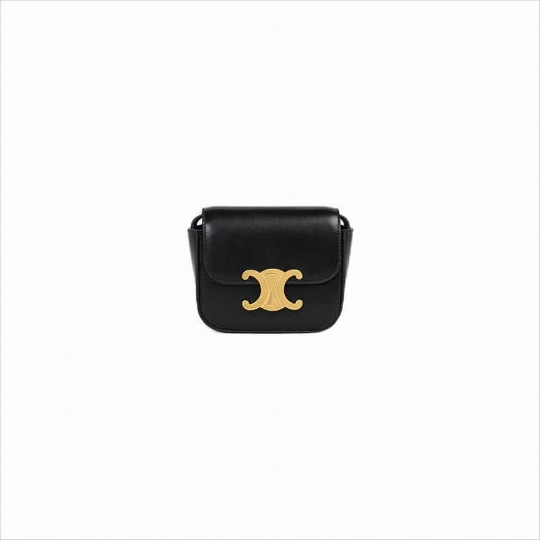 Celine Smooth Calf Leather Shoulder Bag With Gold-Tone Logo Closure