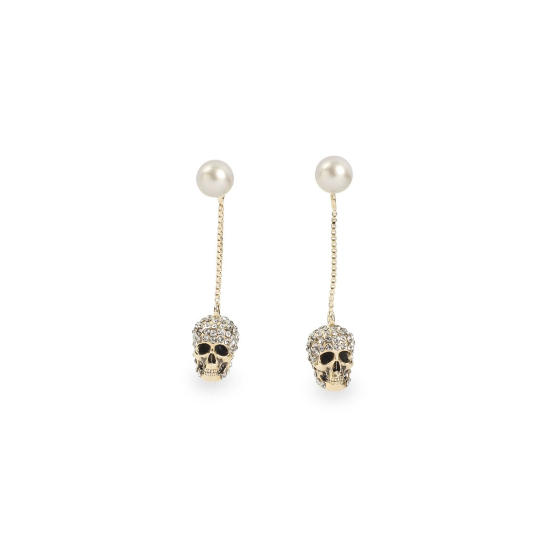 Alexander Mcqueen Gold Brass Earrings With Pearl Accent