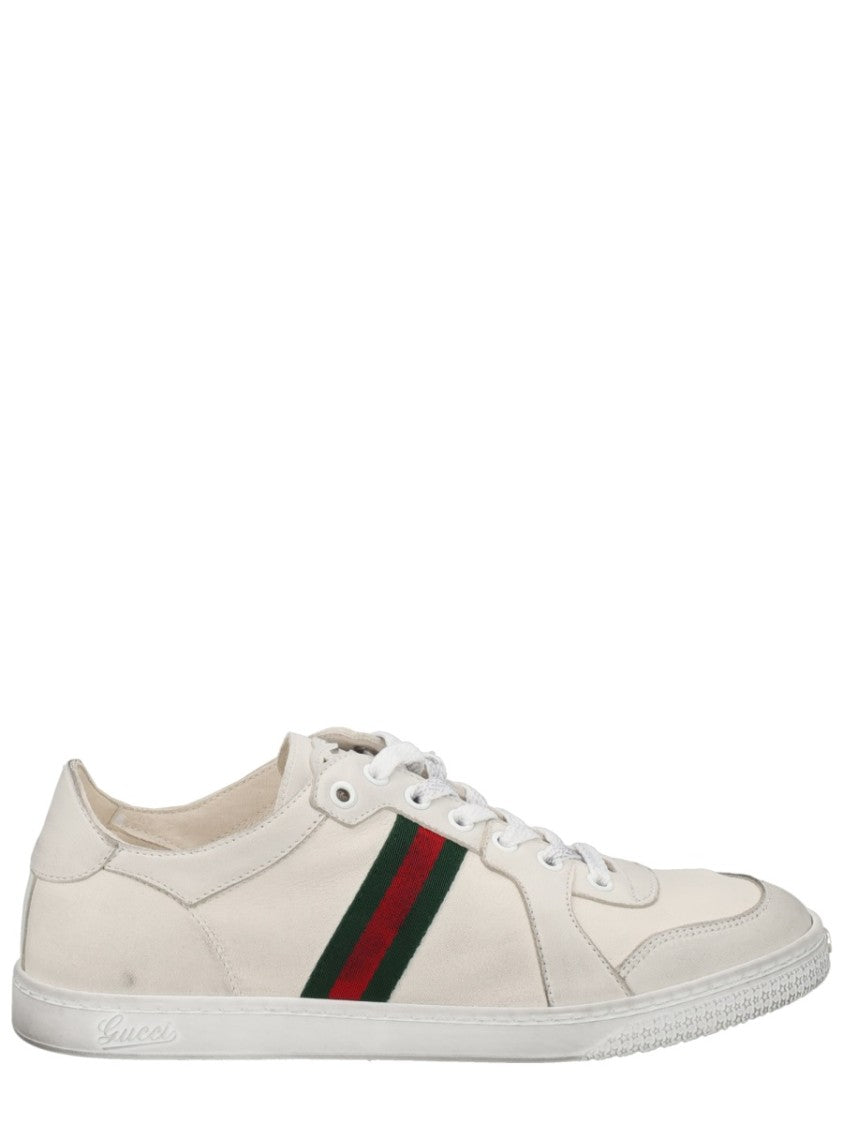 Gucci Stretch Leather Effect Off-White Sneakers