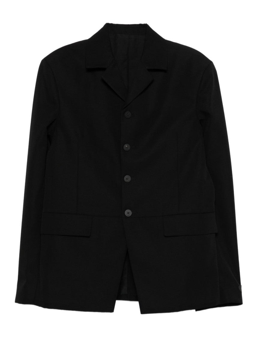 Jacquemus Black Collarless Button Front Flap Jacket