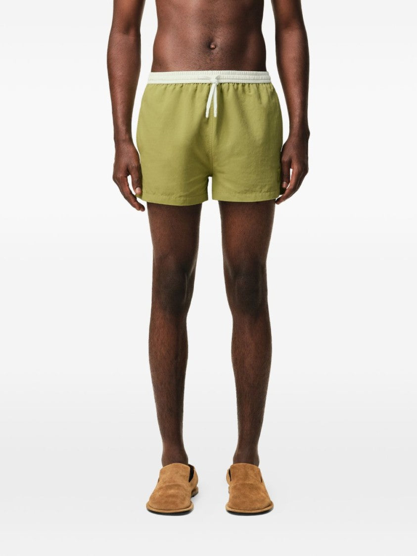 Ami Paris Tailored Olive Green Shorts With Contrasting Waistband