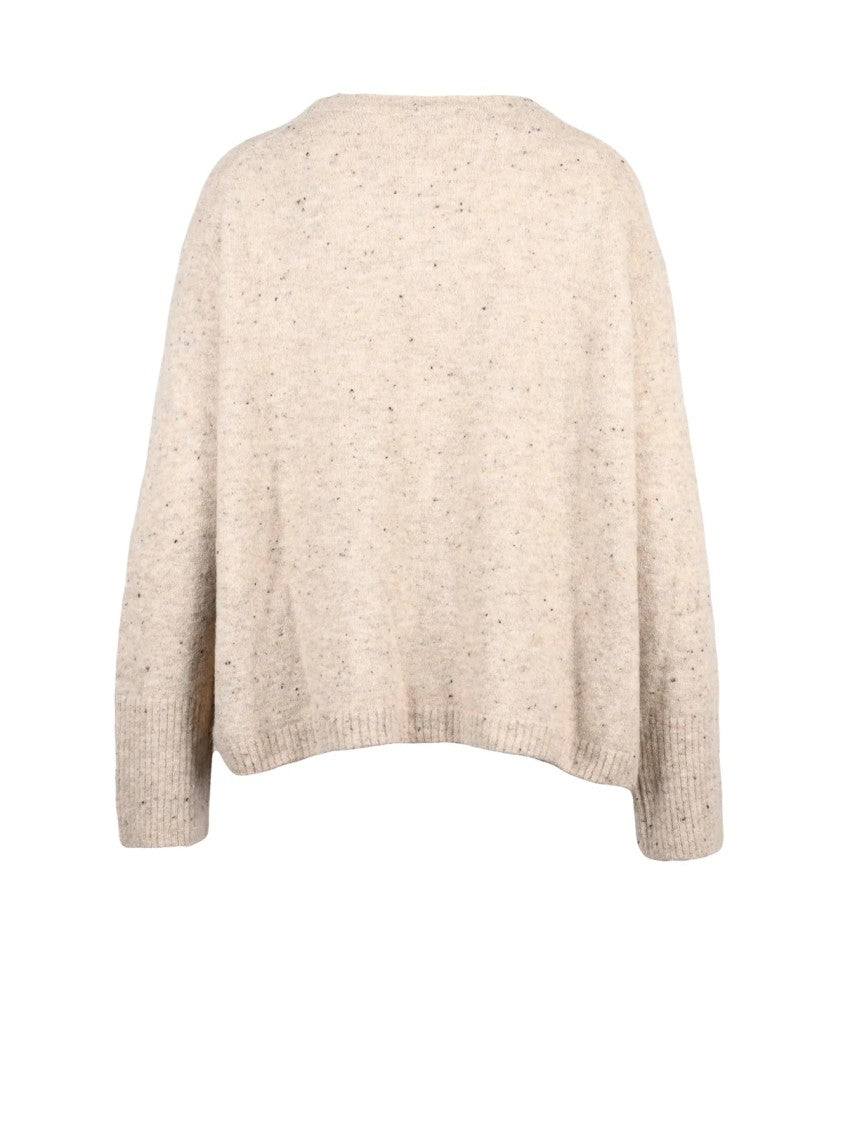 Marella Beige Knit Sweater With Ribbed Cuffs And Hem