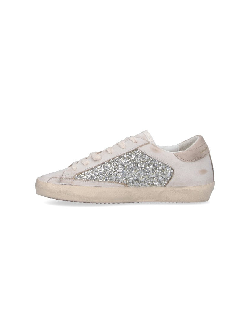 Golden Goose Low-Top Sneakers With Silver Glitter Accents