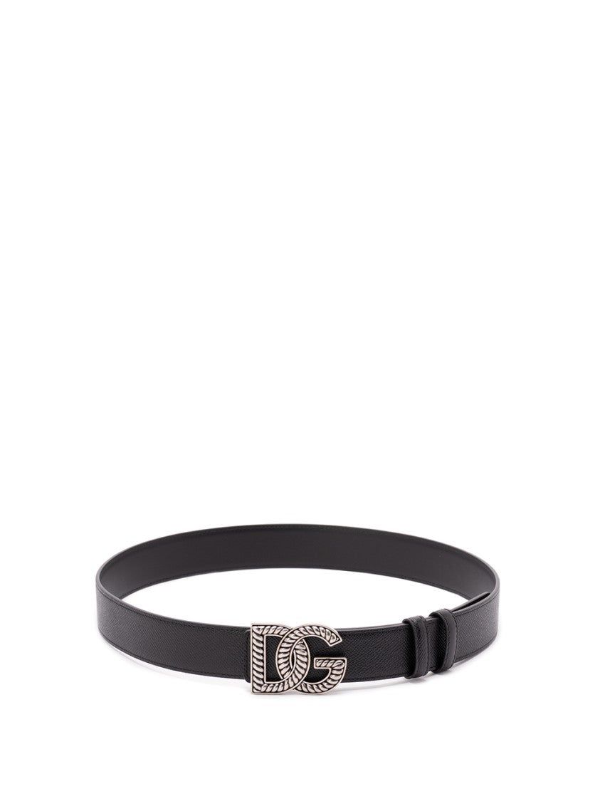 Dolce & Gabbana Polished Black Calf Leather Belt