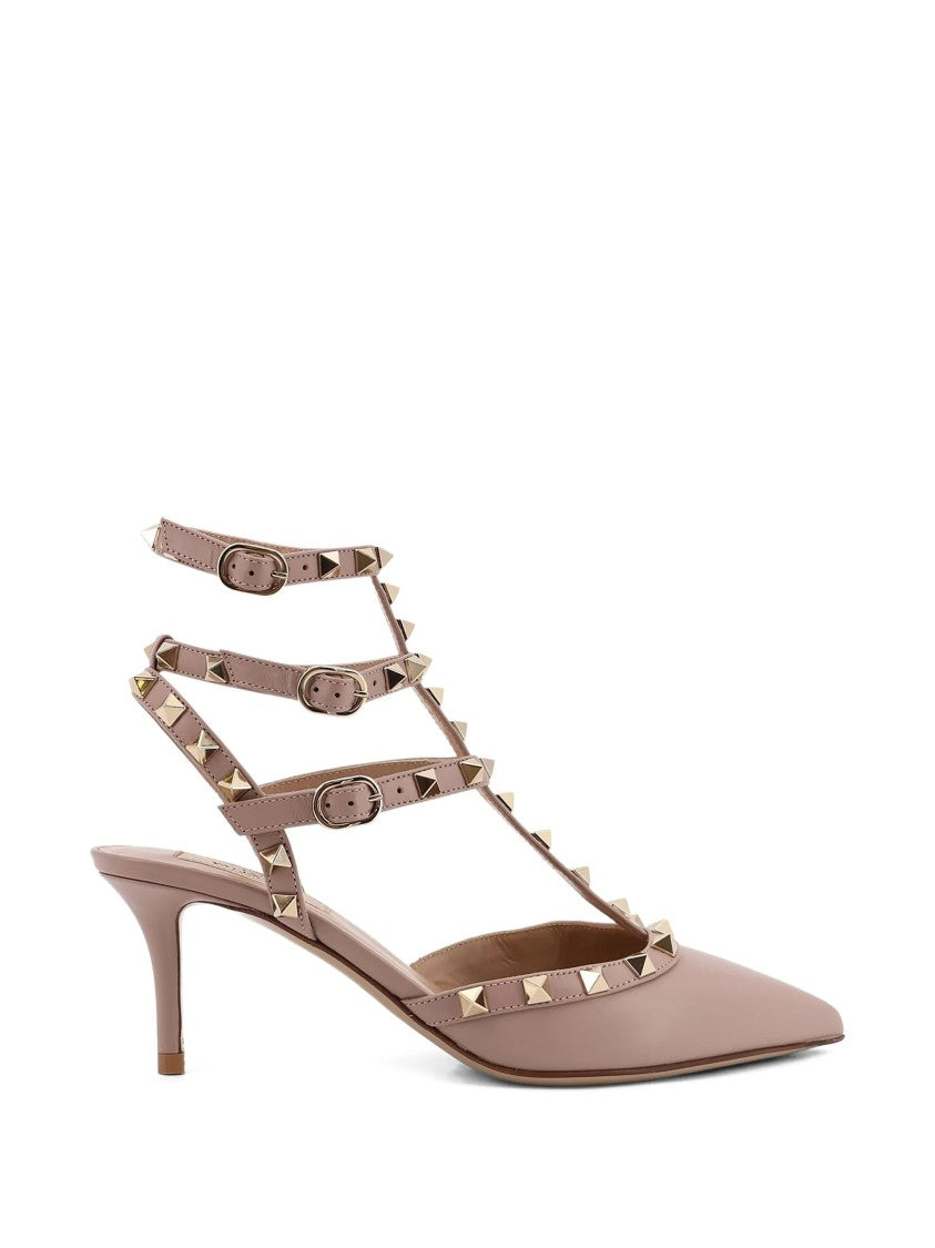 Valentino Pointed-Toe Leather Pump With Pyramid Studs And Adjustable Straps