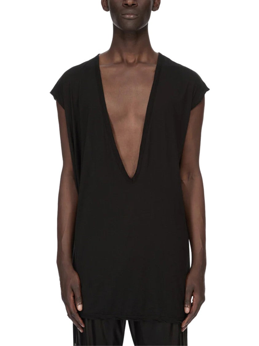 Drkshdw By Rick Owens Loose Black T-Shirt With Deep V-Neckline