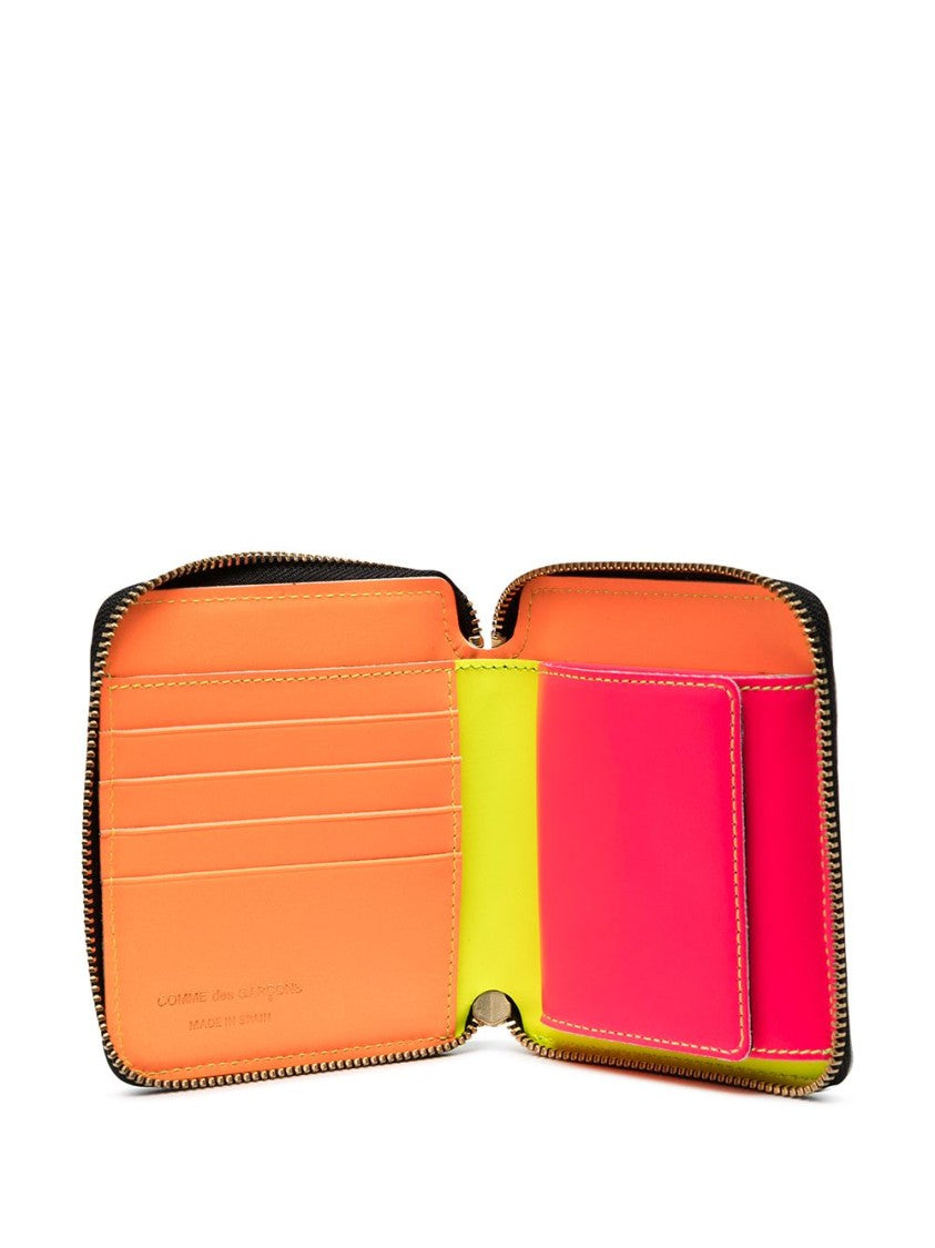 Comme Des Garçons Neon Yellow Goat Leather Colorful Interior Wallet