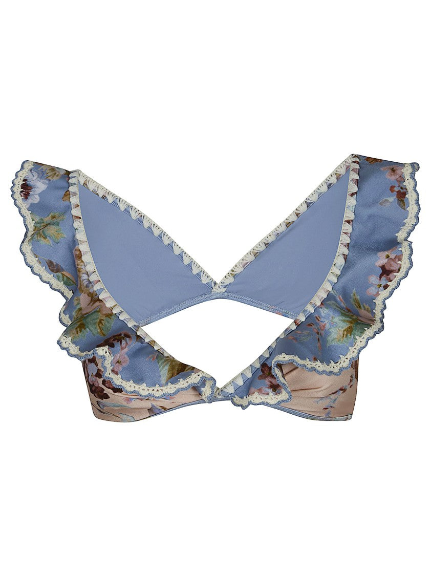 Zimmermann Awaken Floral Crochet Trim Bikini Top