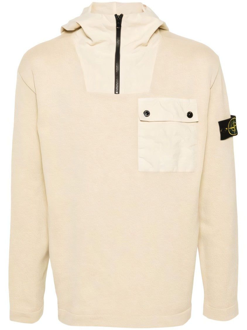 Stone Island Hooded Sweatshirt With Half-Zip Design